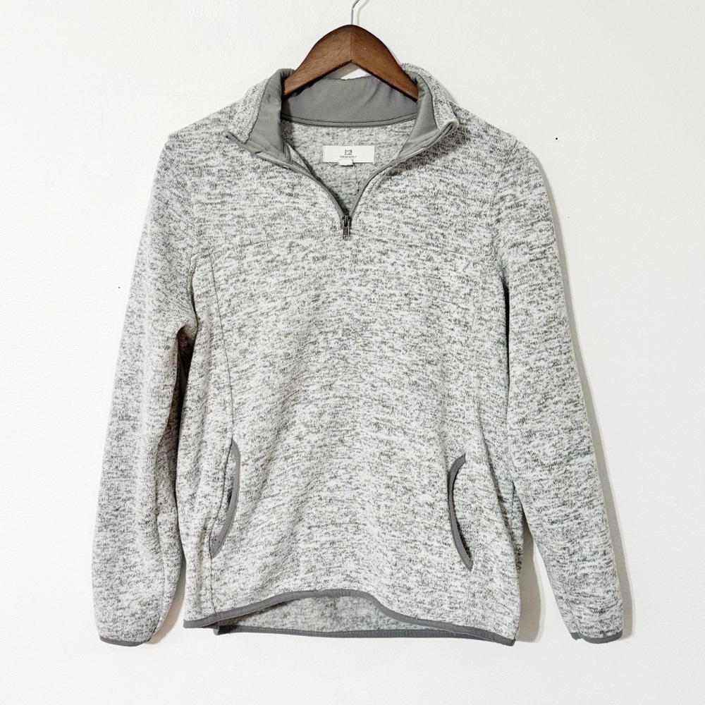 Thread & Supply Heather Gray Fleece-Lined Quarter Zip Pullover large